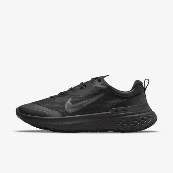 Nike React Miler 2 Shield Weatherised Road Muške Tenisice Za Trčanje Crne Tamno Sive Crne | NK915CHS