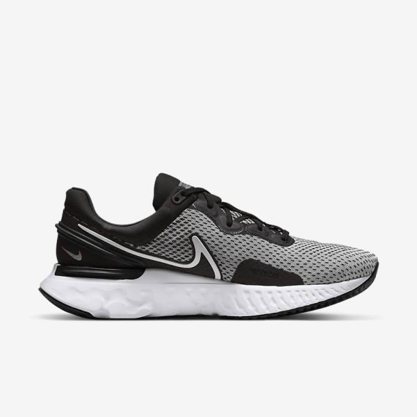 Nike React Miler 3 Road Muške Tenisice Za Trčanje Bijele Crne Metalne Srebrne | NK653RJG