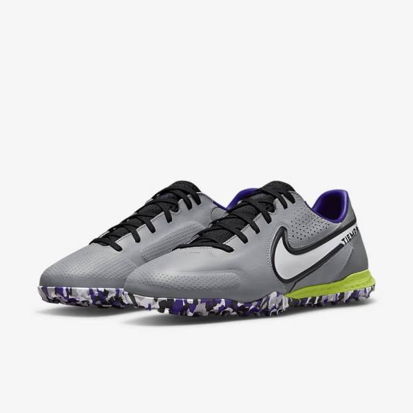 Nike React Tiempo Legend 9 Pro TF Turf Muške Tenisice Za Nogomet Svijetlo Sive Bijele | NK017ALE