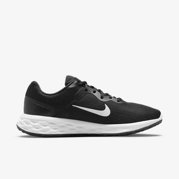 Nike Revolution 6 (Extra Wide) Muške Tenisice Za Trčanje Crne Sive Bijele | NK786AHM