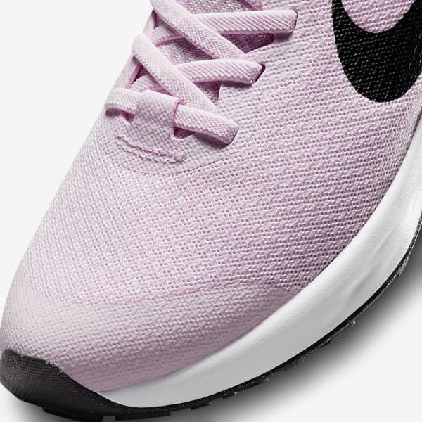 Nike Revolution 6 FlyEase Older Easy On-Off Road Dječje Tenisice Za Trčanje Roze Crne | NK783QCF