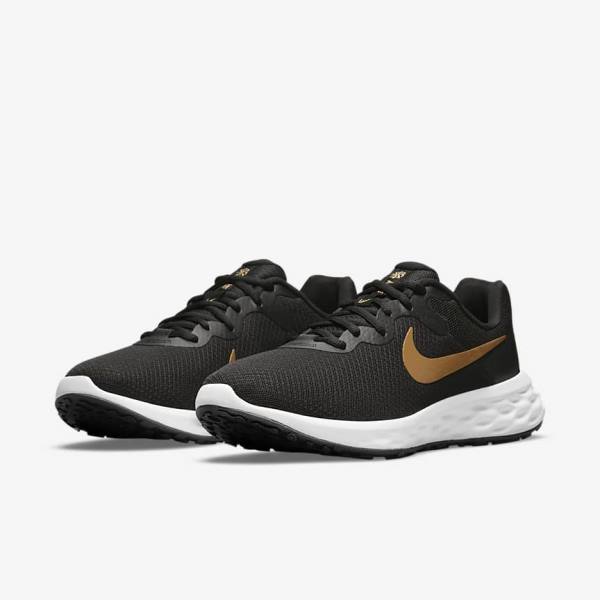 Nike Revolution 6 Next Nature Road Muške Tenisice Za Trčanje Crne Bijele Metalne Zlatne | NK271SJF