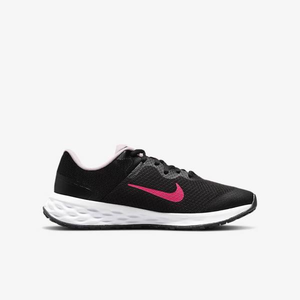 Nike Revolution 6 Older Road Dječje Tenisice Za Trčanje Crne Roze | NK102KPD