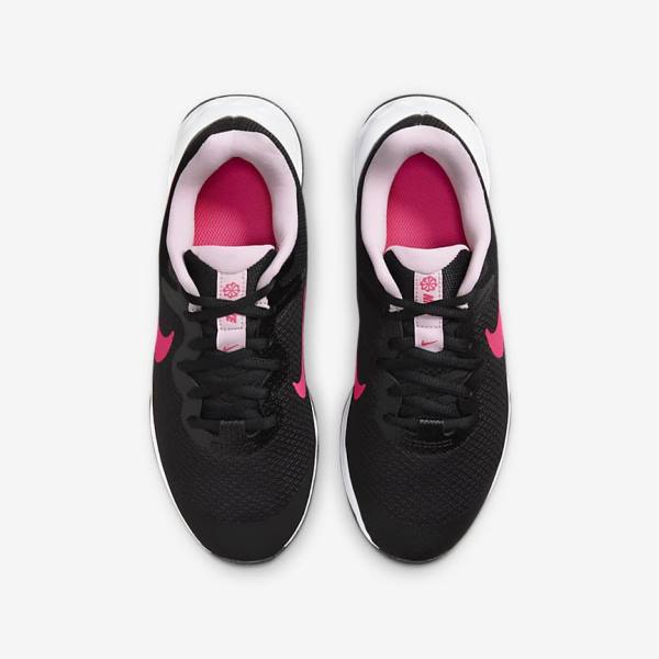 Nike Revolution 6 Older Road Dječje Tenisice Za Trčanje Crne Roze | NK102KPD