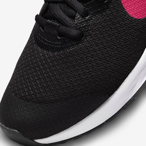 Nike Revolution 6 Older Road Dječje Tenisice Za Trčanje Crne Roze | NK102KPD