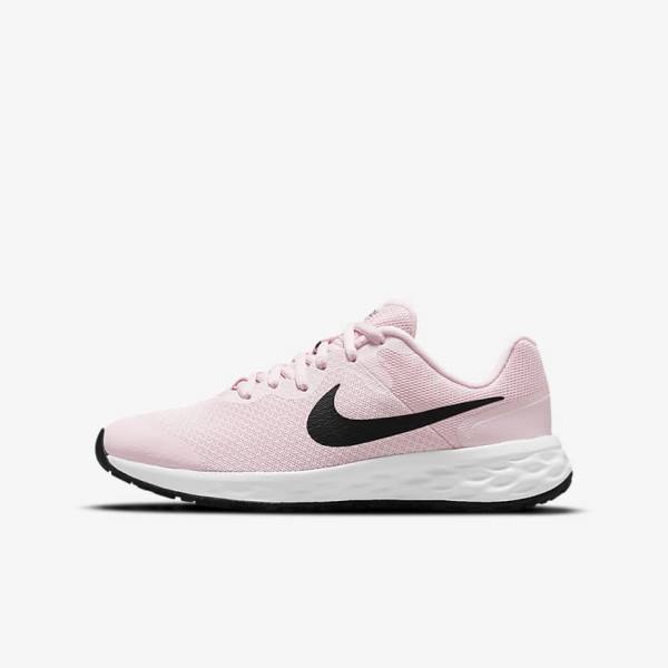 Nike Revolution 6 Older Road Dječje Tenisice Za Trčanje Roze Crne | NK310PMY