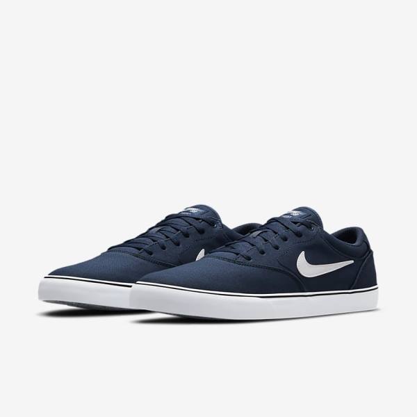 Nike SB Chron 2 Canvas Muške Skate Tenisice Tamnoplave Tamnoplave Crne Bijele | NK875ARZ