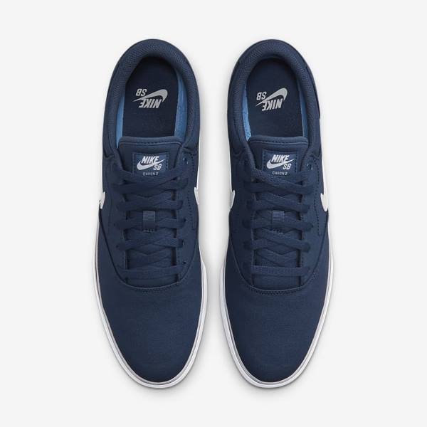 Nike SB Chron 2 Canvas Ženske Skate Tenisice Tamnoplave Tamnoplave Crne Bijele | NK603CBU