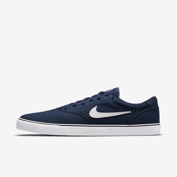 Nike SB Chron 2 Canvas Ženske Skate Tenisice Tamnoplave Tamnoplave Crne Bijele | NK603CBU