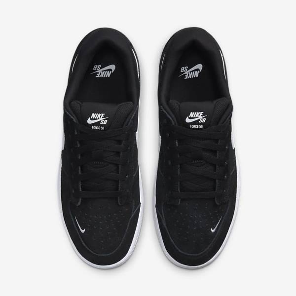 Nike SB Force 58 Ženske Skate Tenisice Crne Bijele | NK954ABX