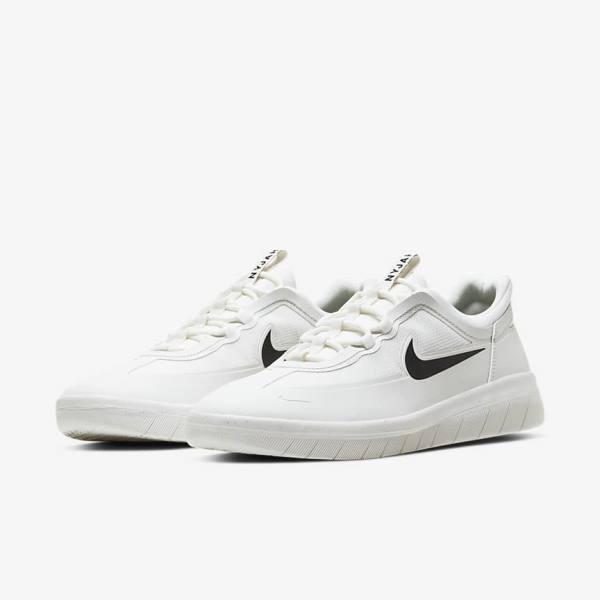 Nike SB Nyjah Free 2 Muške Skate Tenisice Bijele Crne | NK361QIT