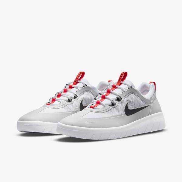 Nike SB Nyjah Free 2 Ženske Skate Tenisice Sive Bijele Svijetlo Crvene Crne | NK381IDW