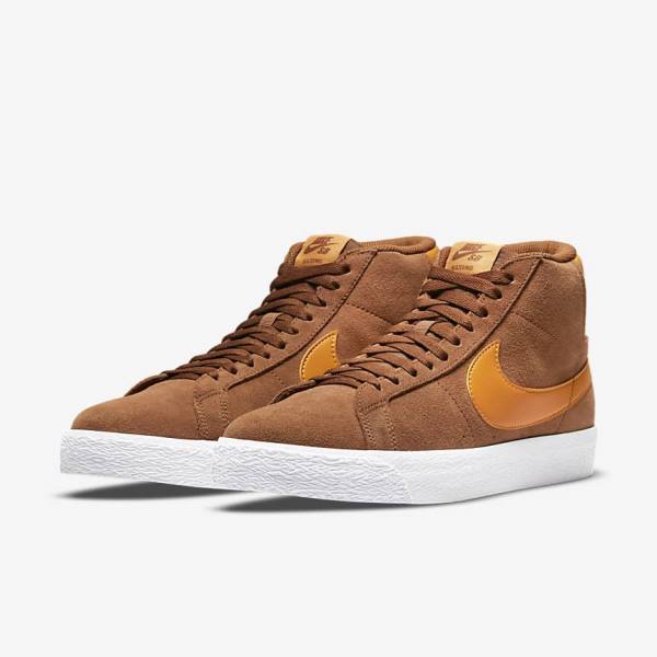 Nike SB Zoom Blazer Mid Muške Skate Tenisice Bijele Žute | NK358KVN