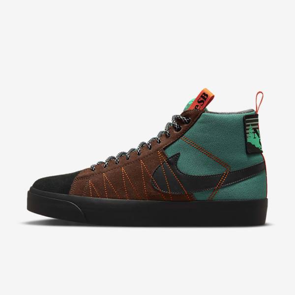 Nike SB Zoom Blazer Mid Premium Ženske Skate Tenisice Zelene Bijele Narančaste Crne | NK937JAE