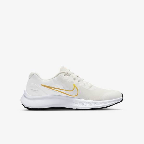 Nike Star Runner 3 Older Road Dječje Tenisice Za Trčanje Bijele Zlatne Visebojne | NK649HYC