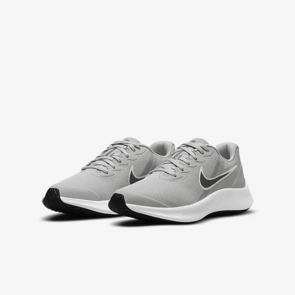 Nike Star Runner 3 Older Road Dječje Tenisice Za Trčanje Svijetlo Sive Crne | NK728WSB