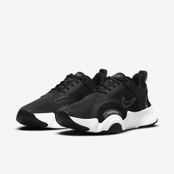 Nike SuperRep Go 2 Ženske Tenisice Za Trening Crne Bijele Metalne Tamno Sive | NK760HLC