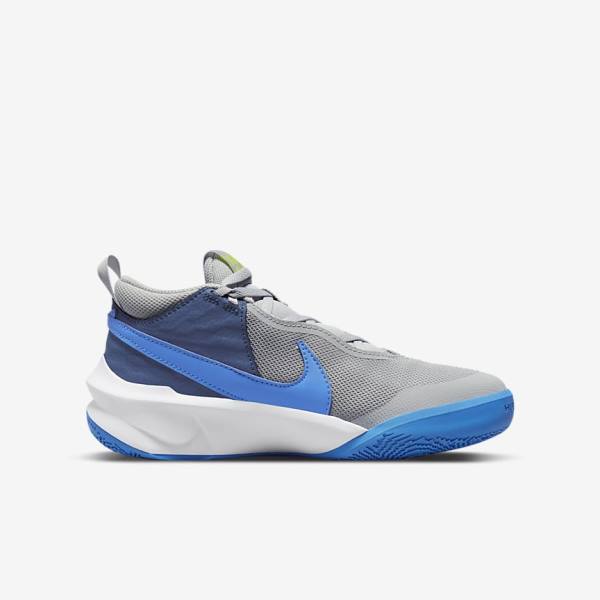 Nike Team Hustle D 10 Older Dječje Tenisice za košarku Sive Tamnoplave Zelene Plave | NK740BSW