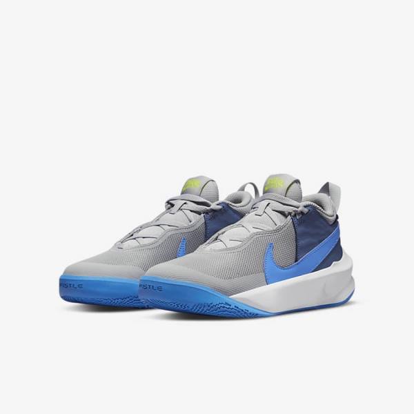 Nike Team Hustle D 10 Older Dječje Tenisice za košarku Sive Tamnoplave Zelene Plave | NK740BSW