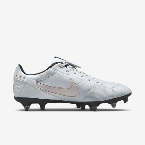 Nike The Premier 3 SG-PRO Anti-Clog Traction Soft-Ground Muške Tenisice Za Nogomet Platine Crne Metalne Zlatne Bijele | NK074IFZ