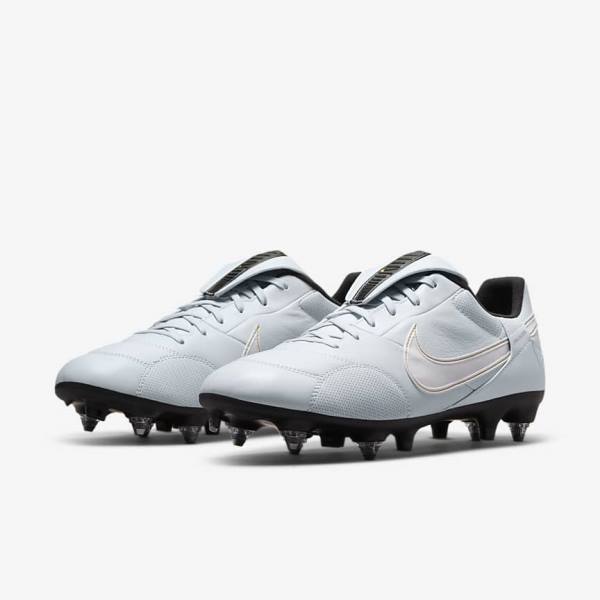 Nike The Premier 3 SG-PRO Anti-Clog Traction Soft-Ground Muške Tenisice Za Nogomet Platine Crne Metalne Zlatne Bijele | NK074IFZ