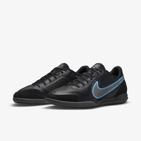 Nike Tiempo Legend 9 Academy IC Indoor-Court Ženske Tenisice Za Nogomet Crne Sive | NK453UZM