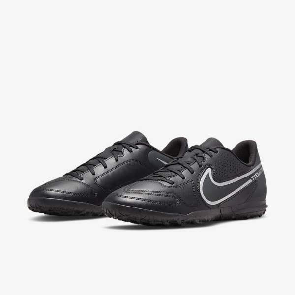 Nike Tiempo Legend 9 Club TF Turf Ženske Tenisice Za Nogomet Crne Tamno Sive | NK743POA