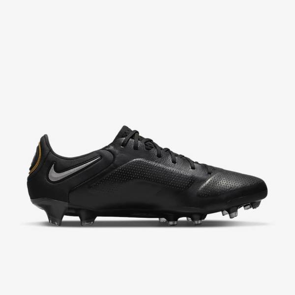 Nike Tiempo Legend 9 Elite FG Firm-Ground Muške Tenisice Za Nogomet Crne Tamno Sive Metalne Zlatne Metalne Tamno Sive | NK340VLG