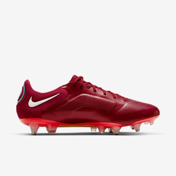 Nike Tiempo Legend 9 Elite SG-Pro AC Soft-Ground Ženske Tenisice Za Nogomet Crvene Svijetlo Crvene Bijele | NK106ZSX