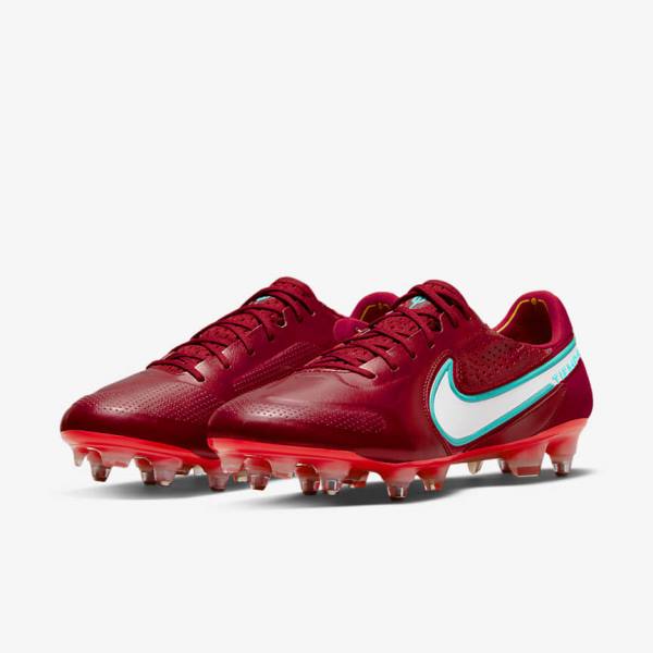 Nike Tiempo Legend 9 Elite SG-Pro AC Soft-Ground Ženske Tenisice Za Nogomet Crvene Svijetlo Crvene Bijele | NK106ZSX