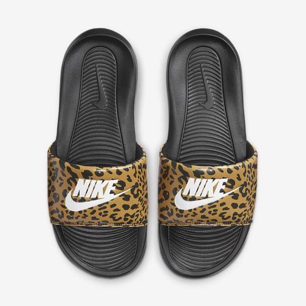 Nike Victori One Print Ženske Natikače Crne Bijele | NK718QRT