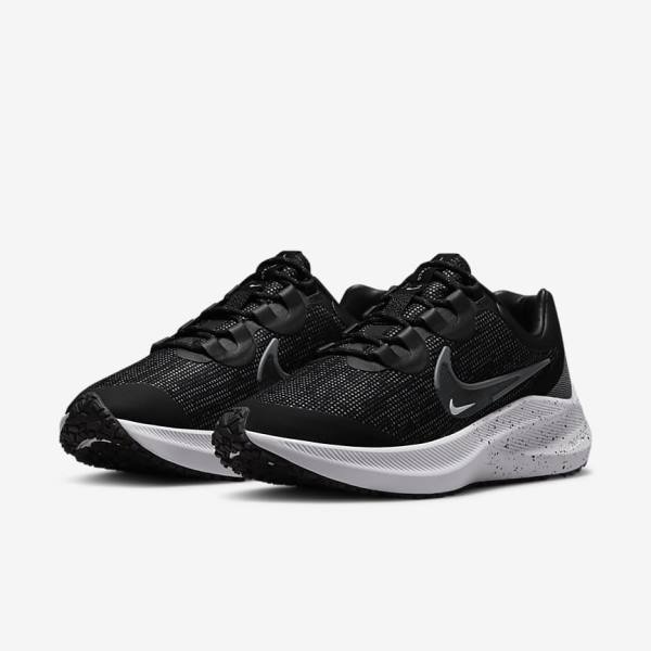 Nike Zoom Winflo 8 Shield Weatherised Road Ženske Tenisice Za Trčanje Crne Metalne Srebrne Plave Sive | NK061GEB