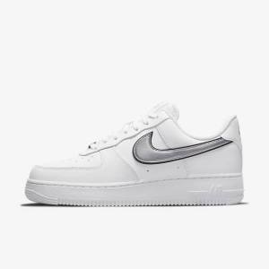 Nike Air Force 1 07 Essential Ženske Tenisice Bijele Crne Metalne Srebrne | NK134FPM