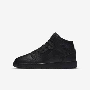 Nike Air Jordan 1 Mid Older Dječje Tenisice Crne | NK034PLX