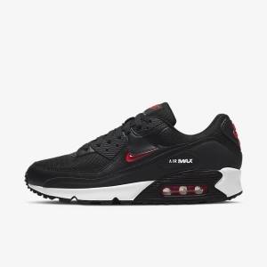 Nike Air Max 90 Muške Tenisice Crne Bijele Crvene | NK673BSM