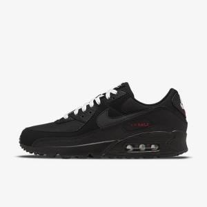 Nike Air Max 90 Muške Tenisice Crne Crvene Bijele | NK493IKP