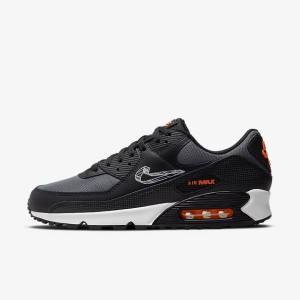 Nike Air Max 90 Muške Tenisice Crne Narančaste Sive Bijele | NK471SPX