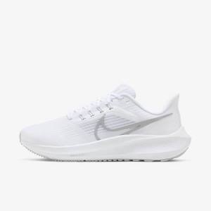 Nike Air Zoom Pegasus 39 Road Ženske Tenisice Za Trčanje Bijele Platine Sive Metalne Srebrne | NK698WEI