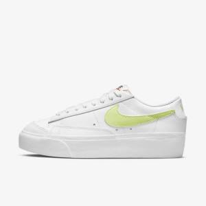 Nike Blazer Low Platform Ženske Tenisice Bijele Crne Svijetlo Limun | NK745PHW