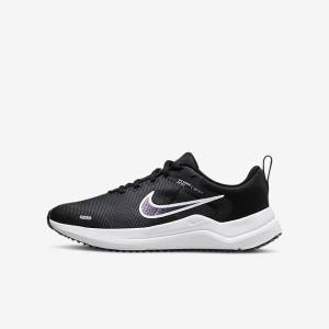 Nike Downshifter 12 Older Road Dječje Tenisice Za Trčanje Crne Tamno Sive Bijele | NK169DZR