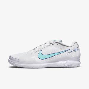 Nike NikeCourt Air Zoom Vapor Pro Hard-Court Muške Tenisice Za Tenis Bijele Svijetlo Bež Kraljevska Plava Plave Tirkizne | NK546HNA