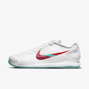 Nike NikeCourt Air Zoom Vapor Pro Hard-Court Muške Tenisice Za Tenis Bijele Crvene Bordo Tirkizne | NK721UEN