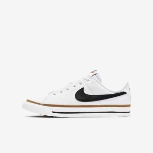 Nike NikeCourt Legacy Older Dječje Tenisice Bijele Svijetlo Smeđe Crne | NK193MYZ