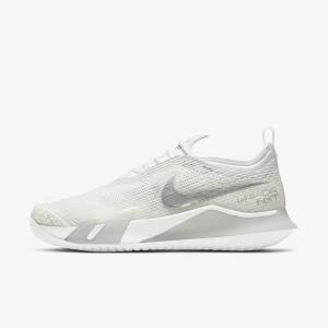 Nike NikeCourt React Vapor NXT Hard Court Ženske Tenisice Za Tenis Bijele Sive Metalne Srebrne | NK764KNG