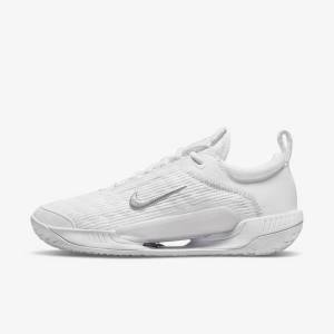 Nike NikeCourt Zoom NXT Hard Court Ženske Tenisice Za Tenis Bijele Sive Metalne Srebrne | NK059CUI