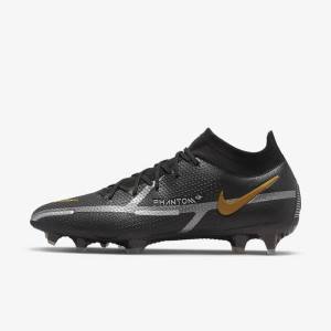 Nike Phantom GT2 Dynamic Fit Elite FG Firm-Ground Ženske Tenisice Za Nogomet Crne Metalne Zlatne Metalne Srebrne Metalne Tamno Sive | NK078PVU