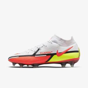 Nike Phantom GT2 Dynamic Fit Elite FG Firm-Ground Ženske Tenisice Za Nogomet Bijele Svijetlo Crvene | NK314FWL