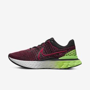 Nike React Infinity Run Flyknit 3 Road Muške Tenisice Za Trčanje Crne Zelene Crvene | NK659EMA