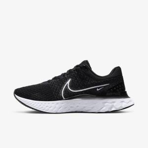 Nike React Infinity Run Flyknit 3 Road Muške Tenisice Za Trčanje Crne Bijele | NK693LCY