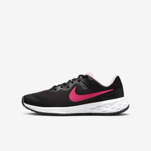 Nike Revolution 6 Older Road Dječje Tenisice Za Trčanje Crne Roze | NK102KPD